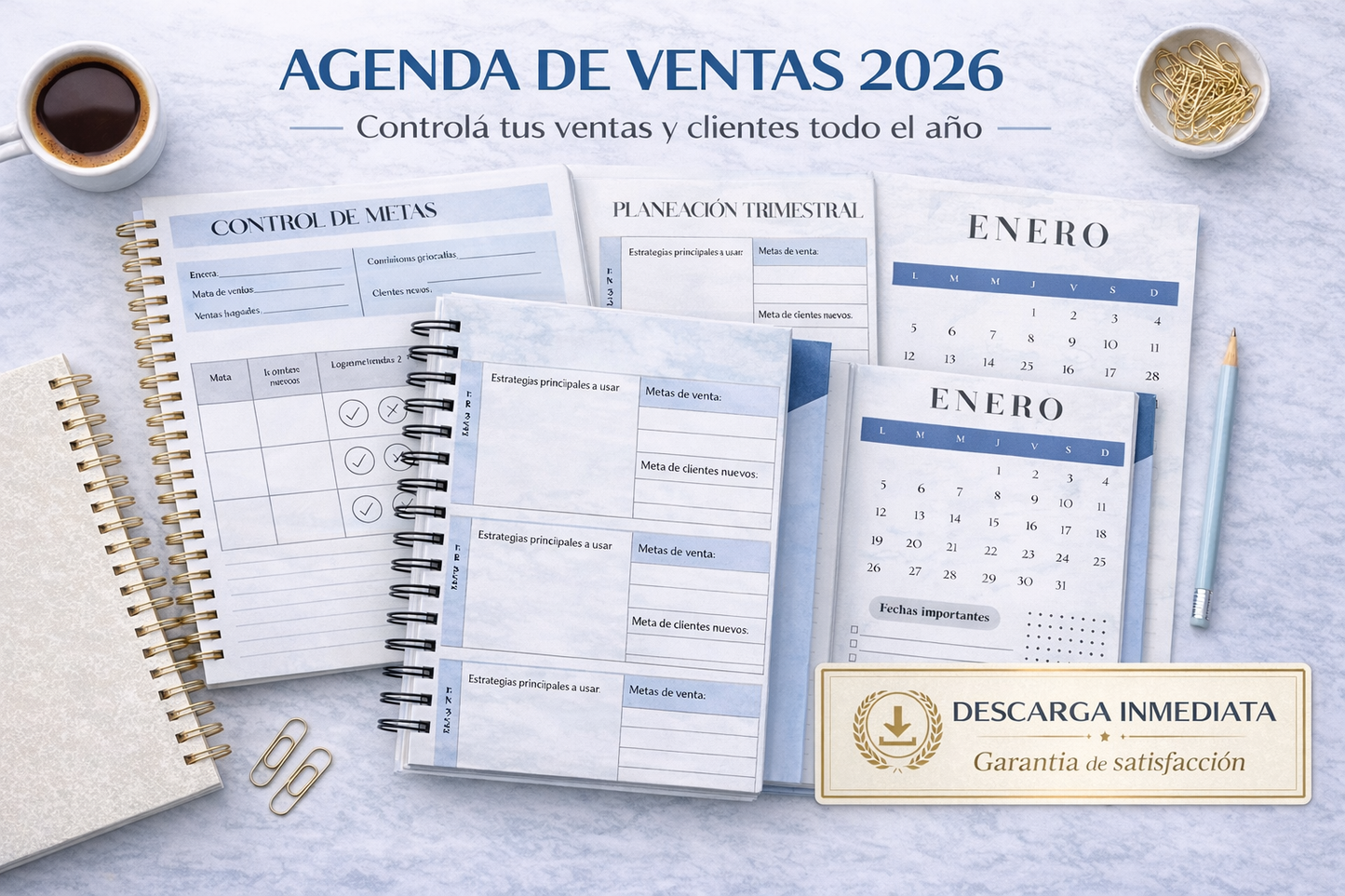 📘 Agenda 2026 para Vendedores + Calendario Motivacional de Regalo 🎁