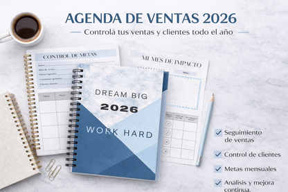 📘 Agenda 2026 para Vendedores + Calendario Motivacional de Regalo 🎁