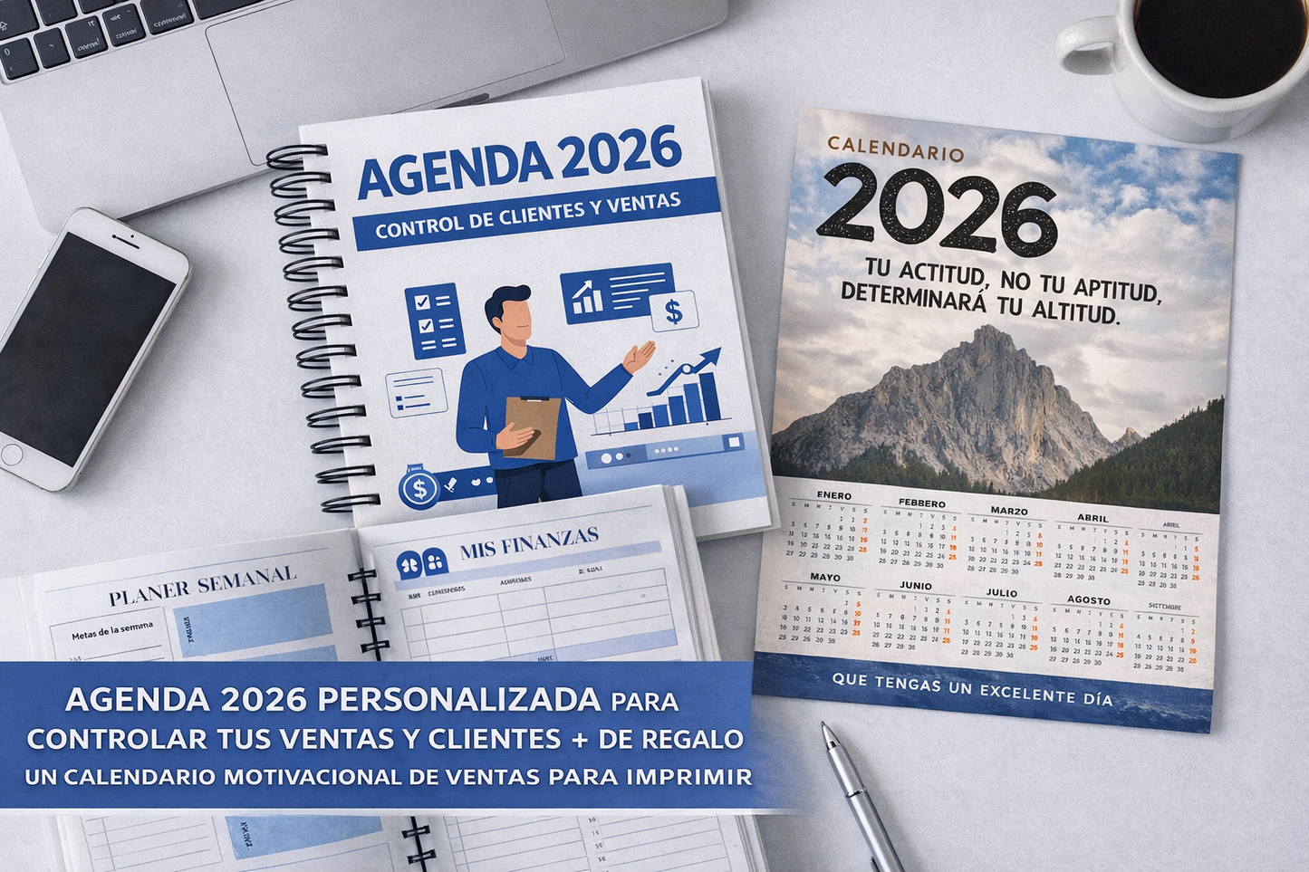 Sales Planner 2026 – Total control of clients, goals and finances (+ FREE Motivational Calendar)